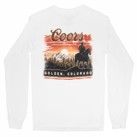 Coors Sunset in Golden Colorado Print Men's White Long Sleeve Shirt